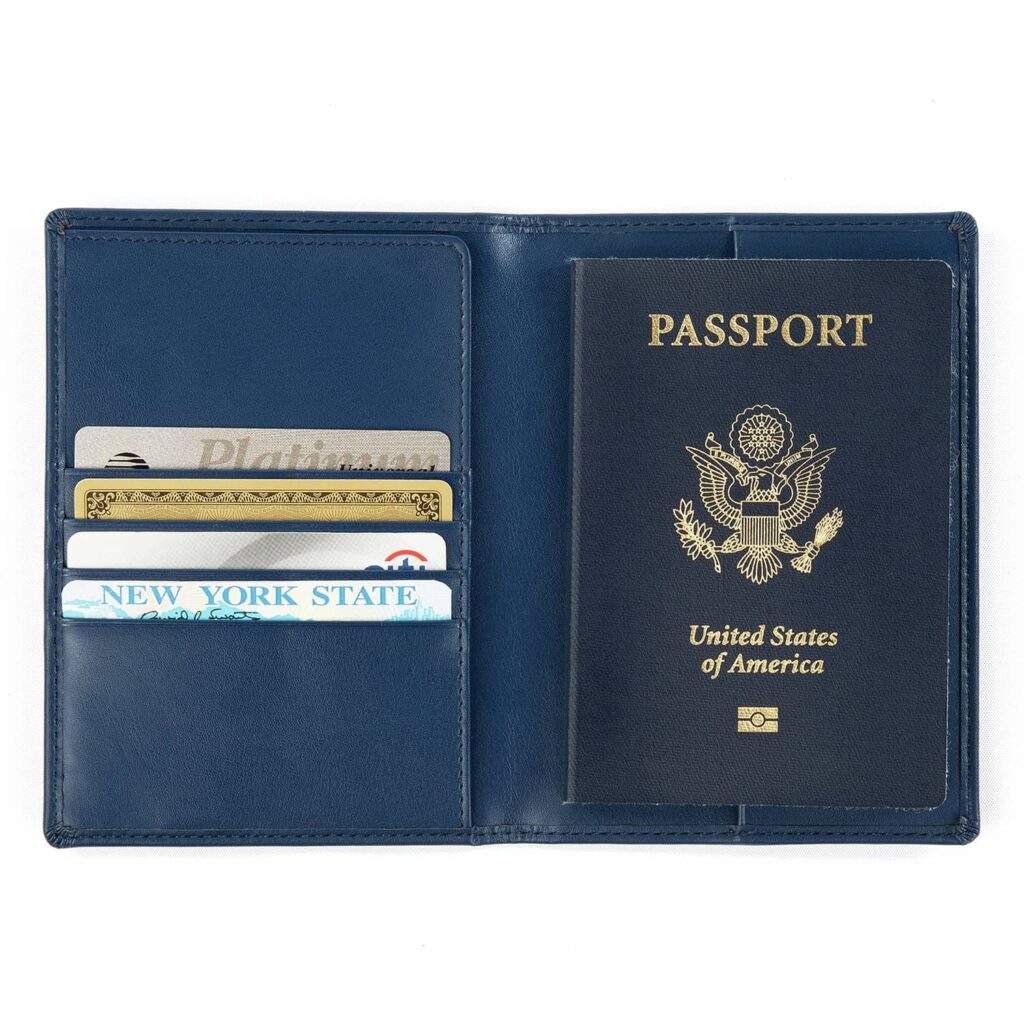 passport and credit cards in a holder