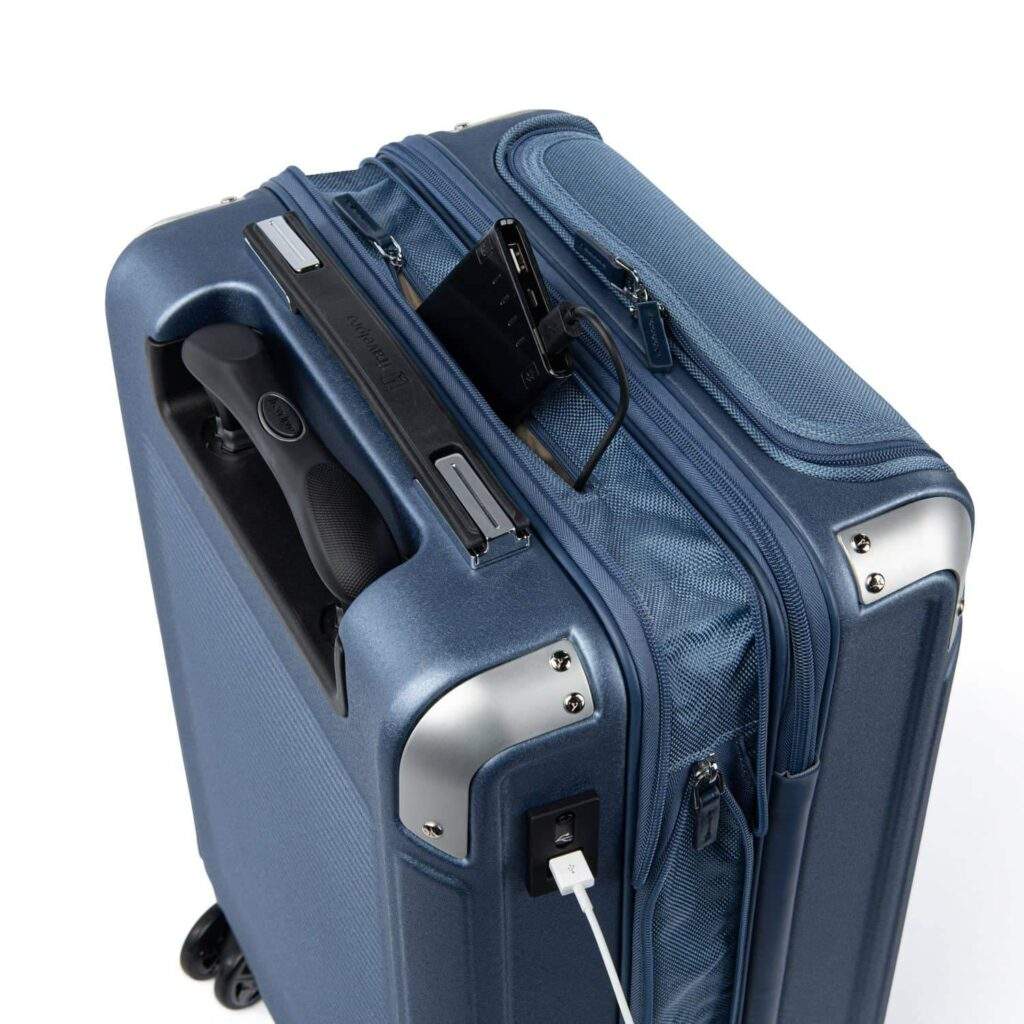 suitcase with usb cable attached