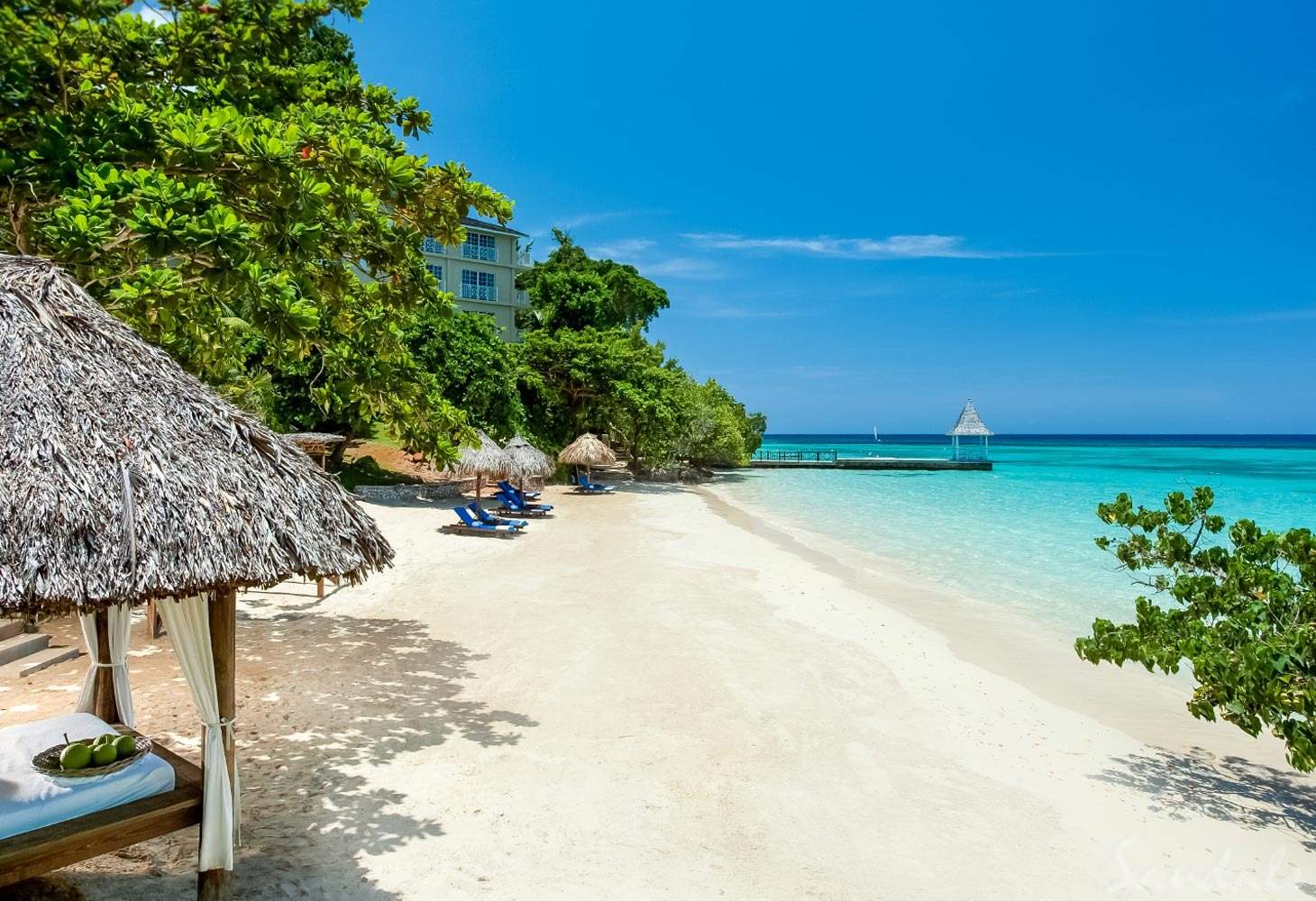 resort beach with cabana