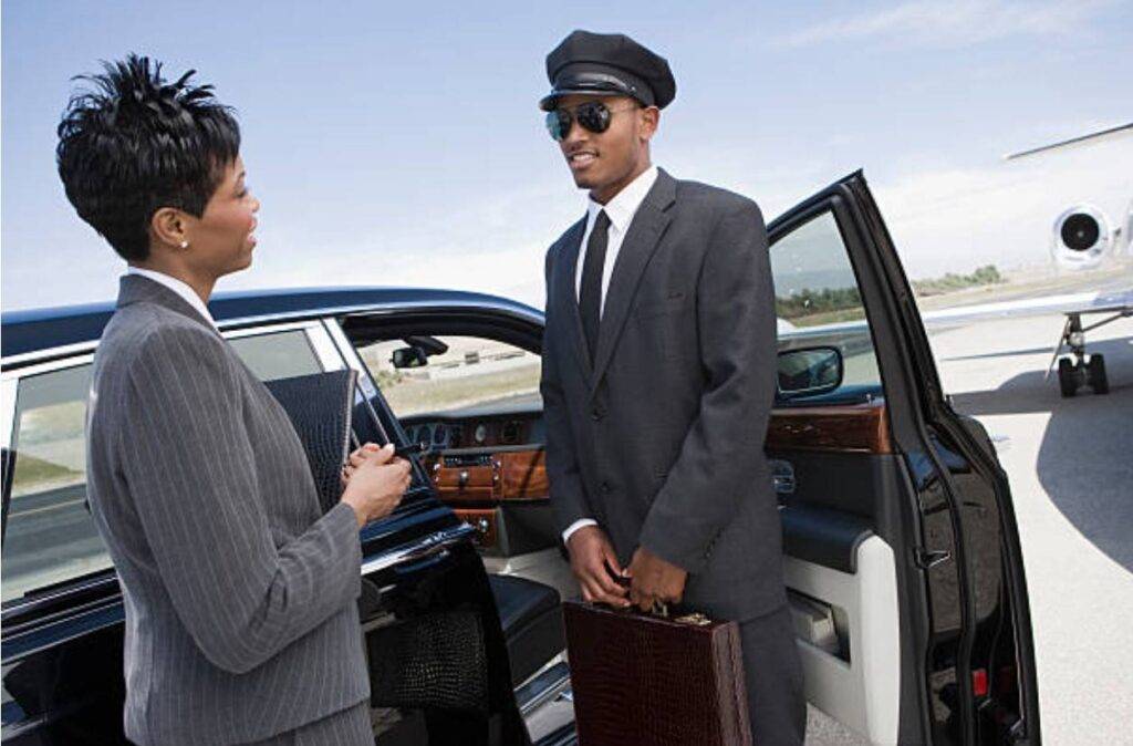 limo driver with passenger