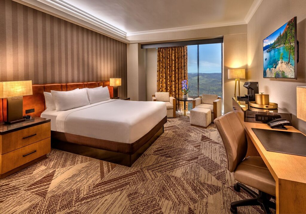 resort room with brown undertones